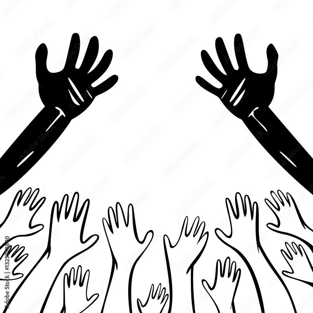 Obraz premium The Big Hand of Great Power and Our Small Hands