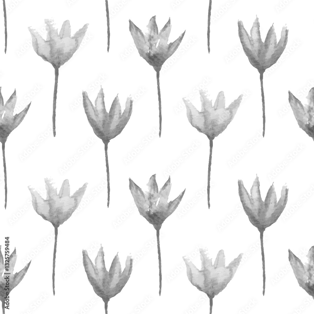 Fototapeta premium Seamless floral pattern. Hand painted watercolor flowers. Graphic element for baby shower or wedding invitations, birthday card, printables, wallpaper, scrapbooking. Vector illustration.