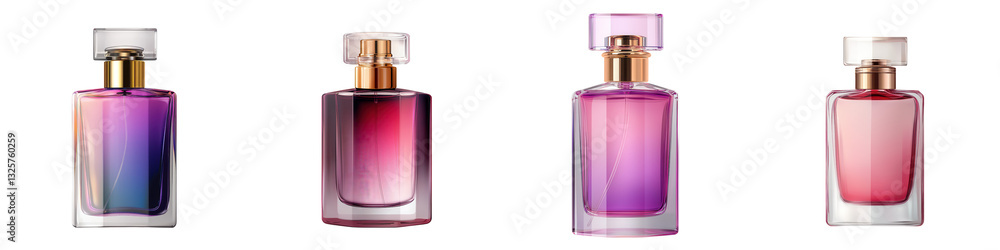 Stunning gradient perfume bottles in vibrant alluring colors exuding an aura of feminine charm and luxury These premium cosmetic products showcase a design that captivates the senses Stunning gradient perfume bottles in vibrant alluring colors exuding an aura of feminine charm and luxury These premium cosmetic products showcase a design that captivates the senses
