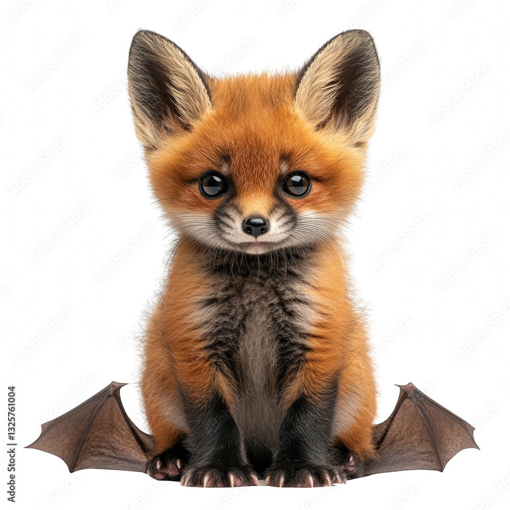 A fox with the wings of a bat and the tail of a lion isolated on white background.PNG A fox with the wings of a bat and the tail of a lion isolated on white background.PNG