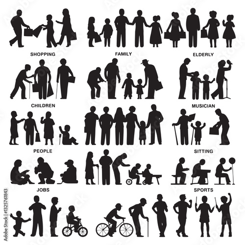 All people activity silhouettes. Vector illustration