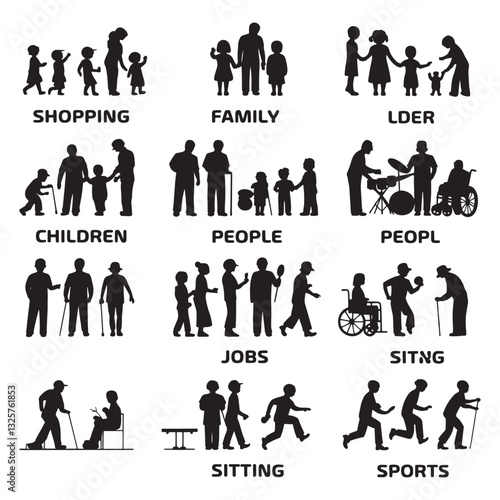 All people activity silhouettes. Vector illustration