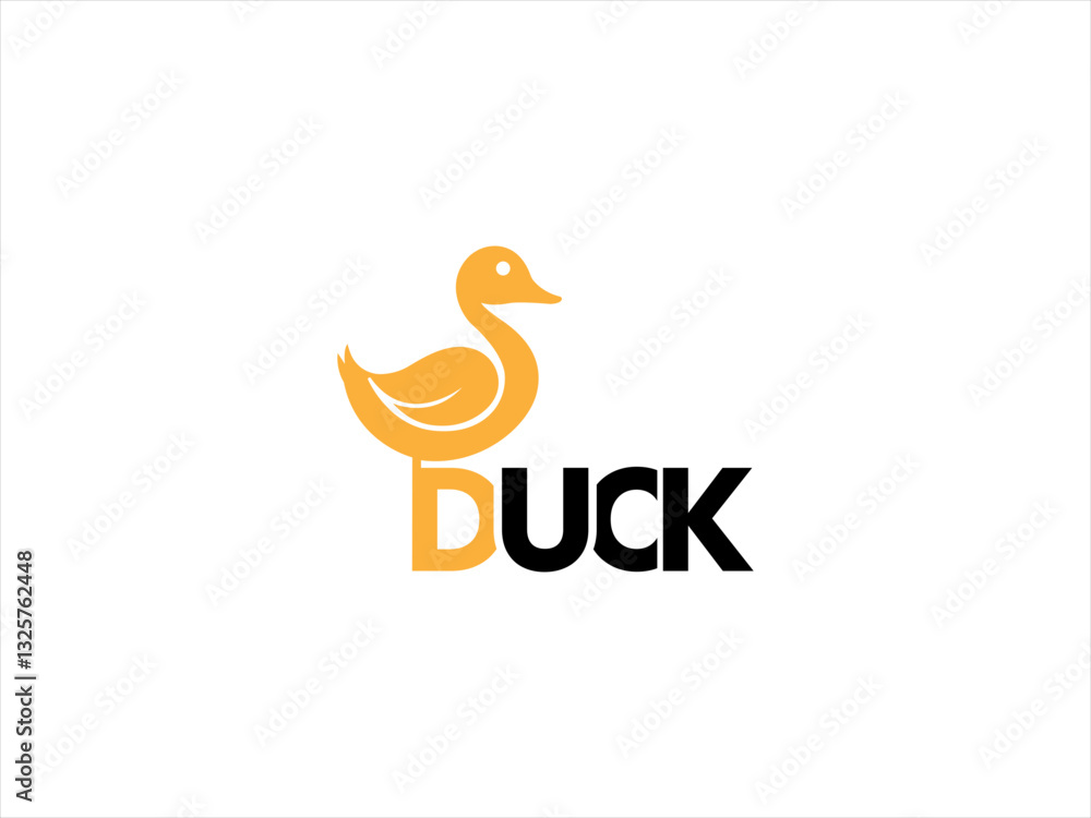 Obraz premium Simple black duck logo design.