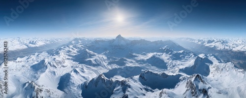 High-Altitude Panoramic Snowy Mountain Range
