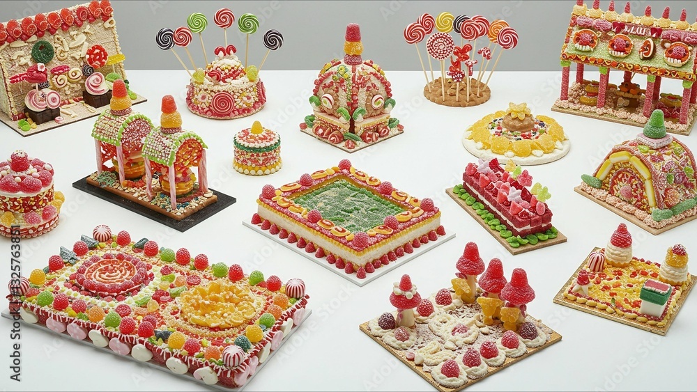Naklejka premium Intricate candy architecture display