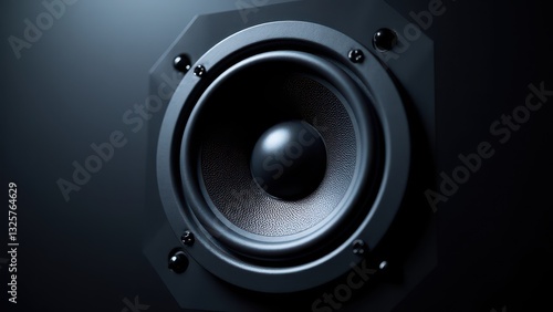 Wallpaper Mural Close-up of a black speaker with a grill design and textured cone, highlighting its sleek aesthetics. Torontodigital.ca