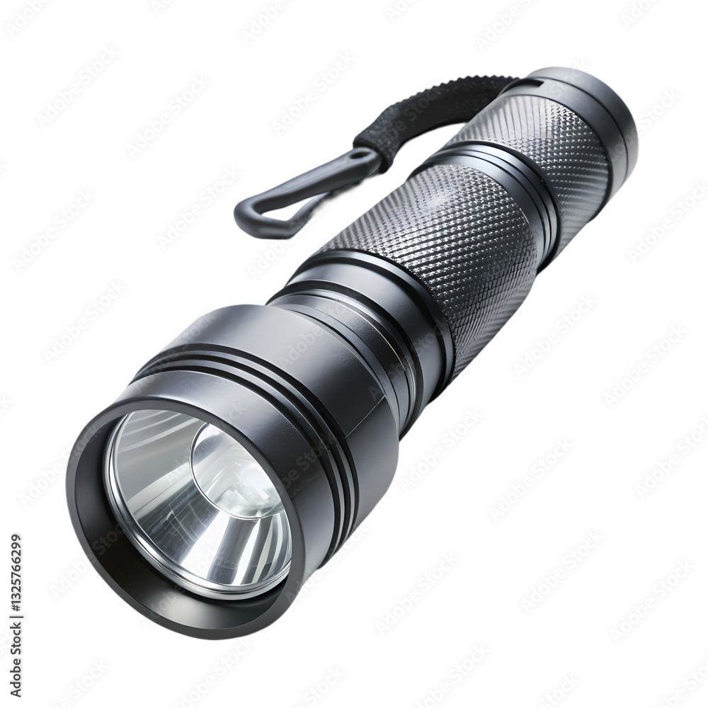 Powerful LED Flashlight - High Lumen Outdoor Light on transparent background Powerful LED Flashlight - High Lumen Outdoor Light on transparent background