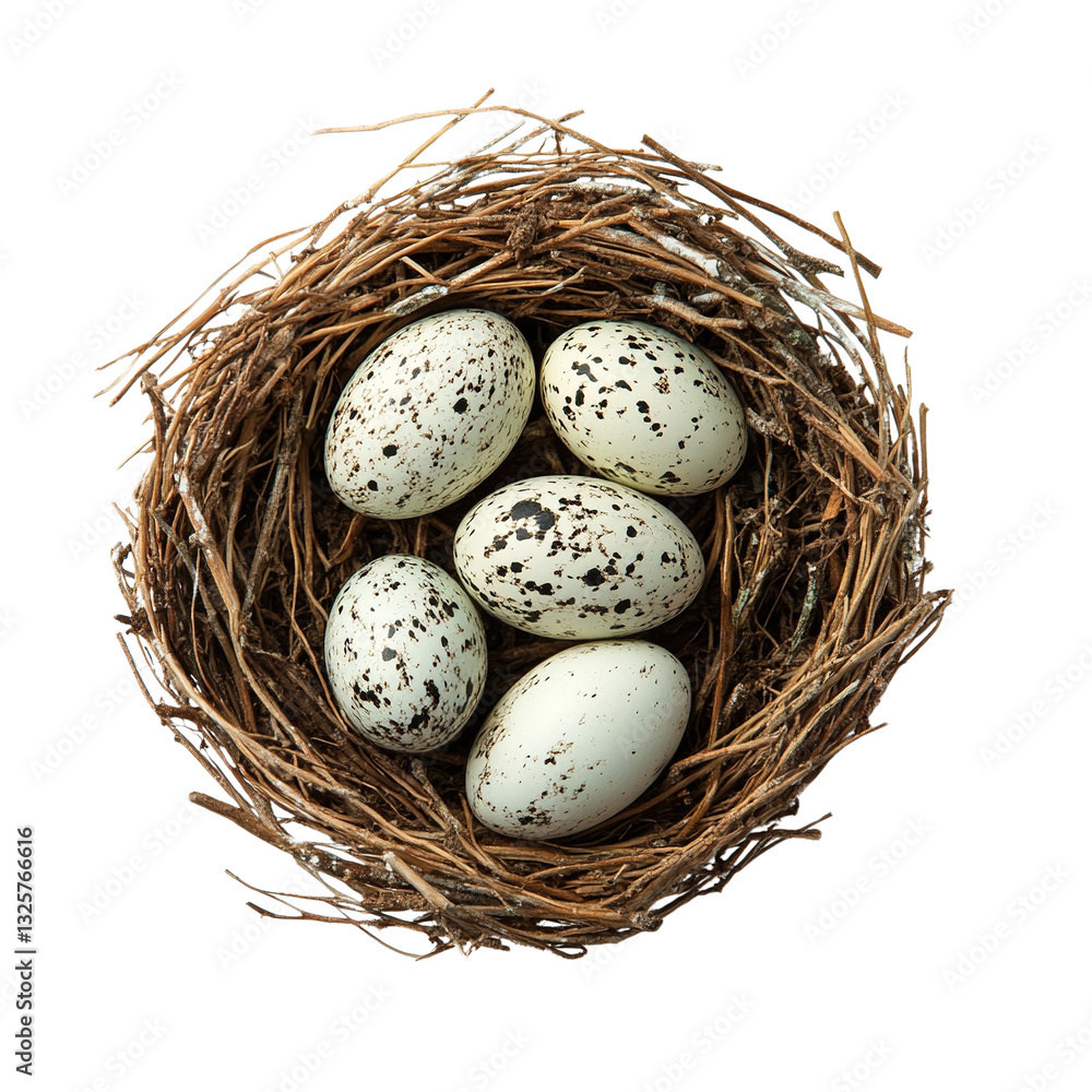 Speckled Eggs in a Nest on Transparent Background Speckled Eggs in a Nest on Transparent Background