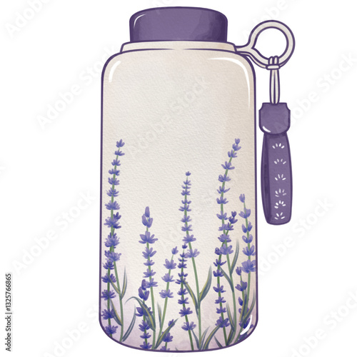 Cute purple Watercolor Tumblr Bottle with lavender Flowers. stylish bottle adds a cozy and artistic. Earth day 