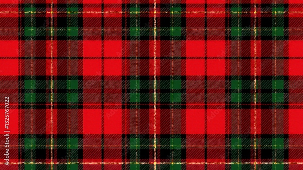 Stewart tartan pattern with red, green, and black stripes forming a traditional Scottish plaid design. Stewart tartan pattern with red, green, and black stripes forming a traditional Scottish plaid design.