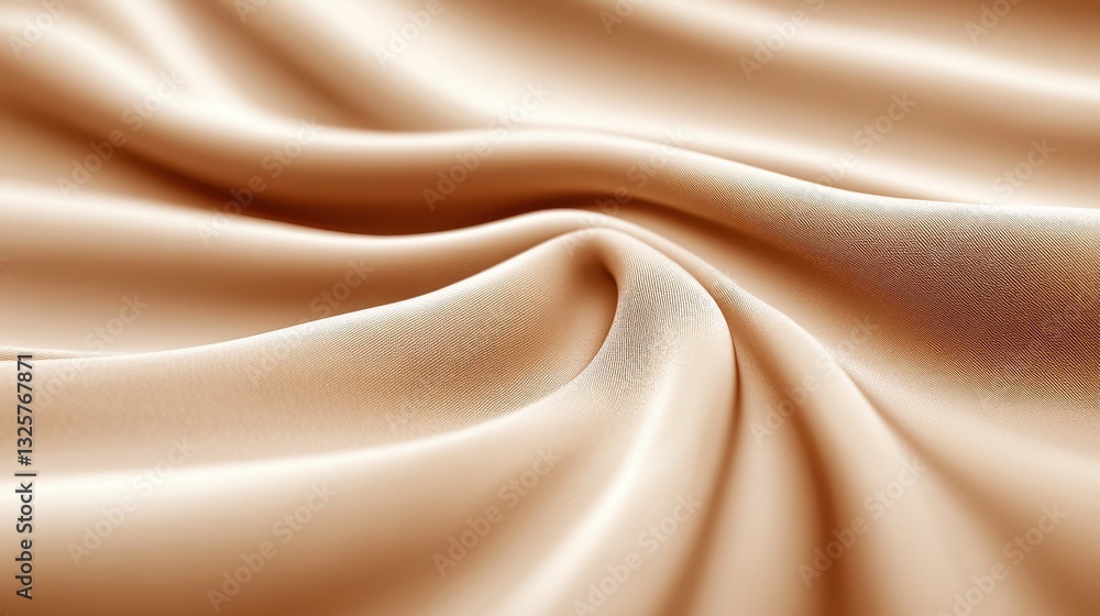Fototapeta premium Smooth Cream Satin Fabric Texture with Beautiful Drapery