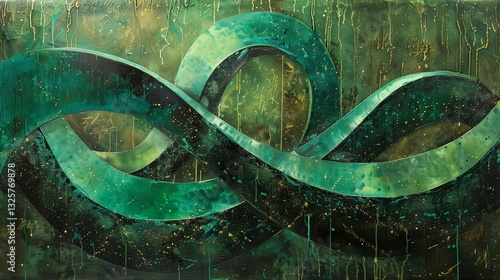 a sorrowful abstract piece with drooping green curves