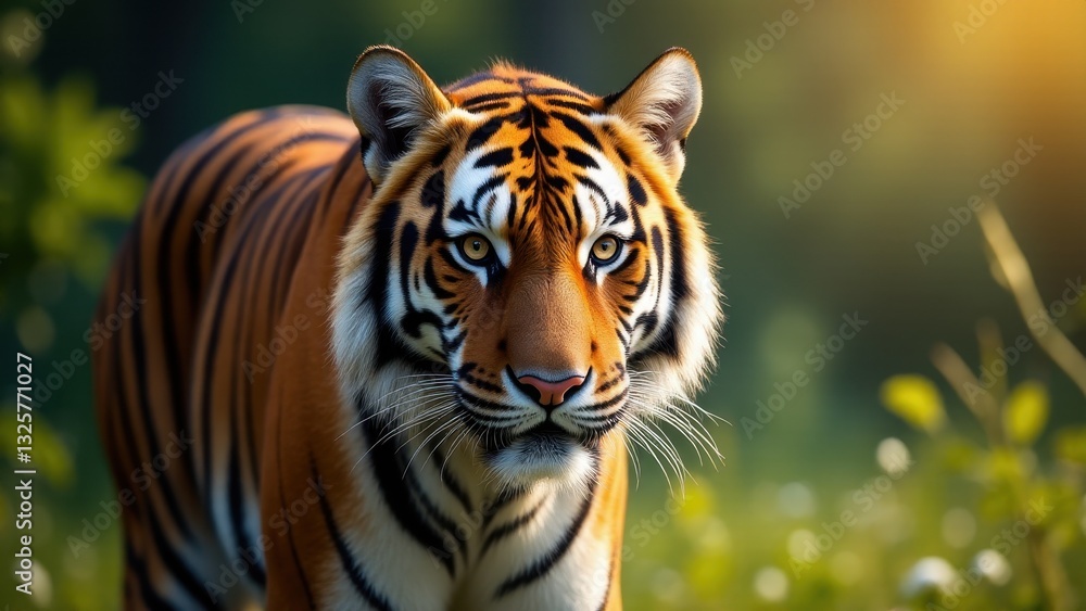 Fototapeta premium A majestic tiger in a natural setting, perfect for a tiger wallpaper.