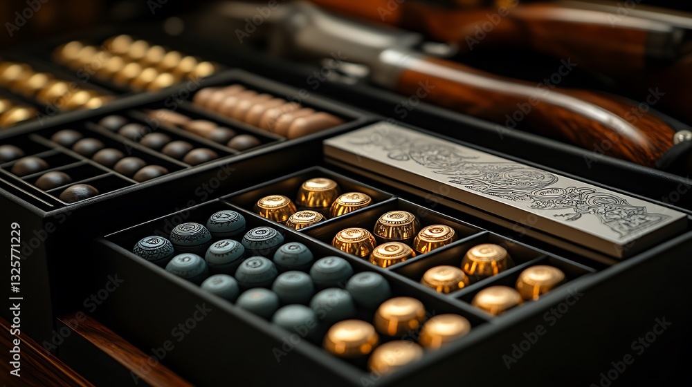 Luxury shotgun ammunition and accessories in a custom case.