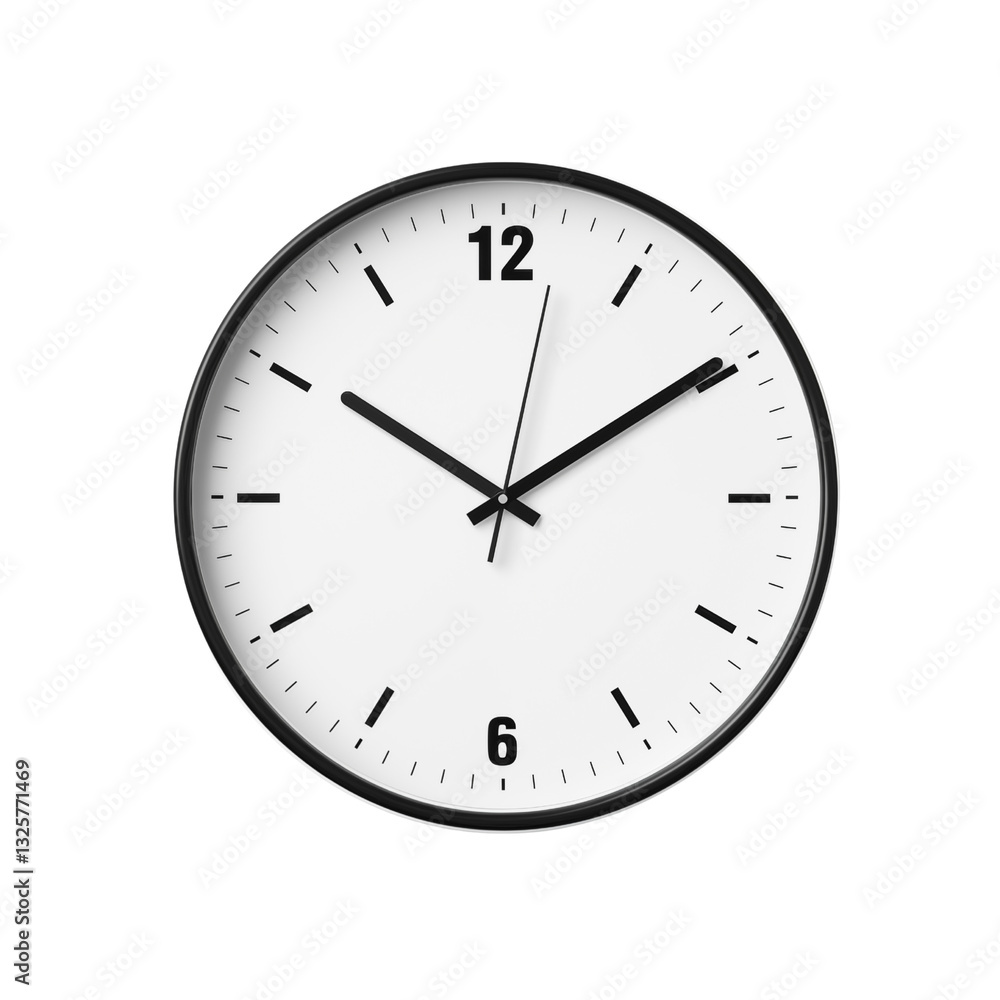 Minimalist clock design with black hands and transparency background, perfect for modern decor.