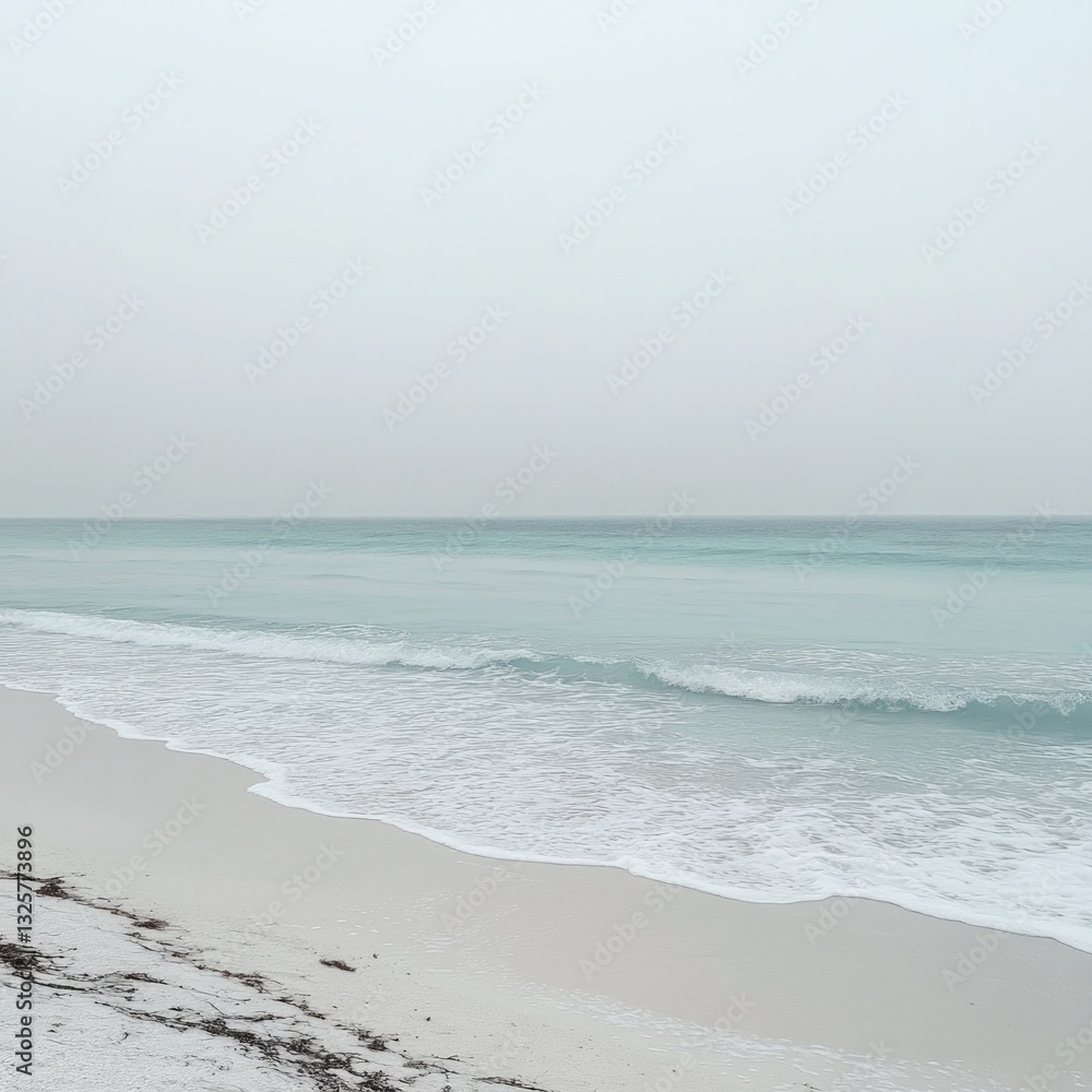 Serene Seascape with Gentle Waves and Soft Sandy Shoreline Serene Seascape with Gentle Waves and Soft Sandy Shoreline