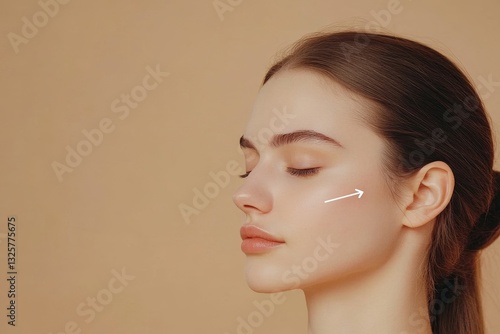 Beautiful Woman Profile Soft Skin Natural Makeup Beige Background Face Girl Calm Pure Model Fresh   