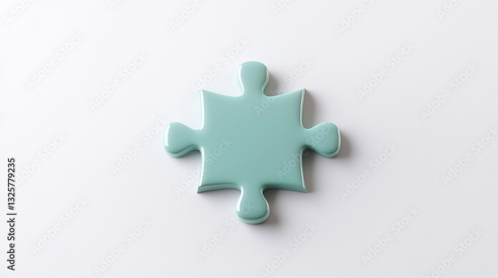 Fototapeta premium Single Teal Puzzle Piece Solution Logic 3D Render