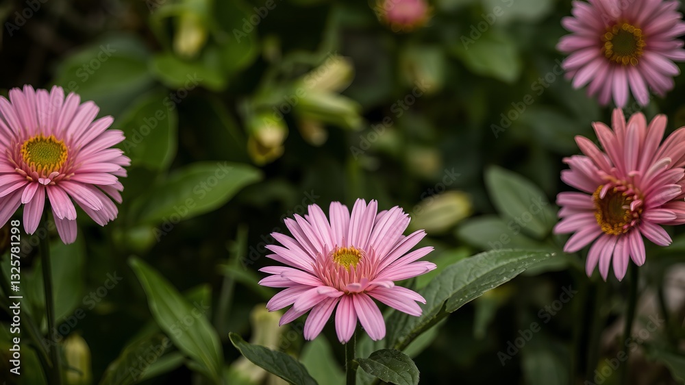 Vibrant pink flowers blooming beautifully in a lush garden under bright sunny skies in springtime Vibrant pink flowers blooming beautifully in a lush garden under bright sunny skies in springtime