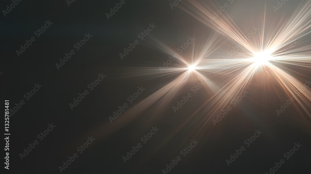 Obraz premium Bright light flares appear across a dark neutral background space