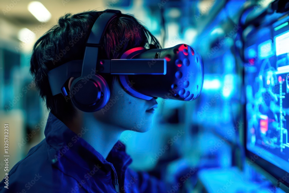 A virtual reality (VR) system being tested in a cutting-edge research lab.