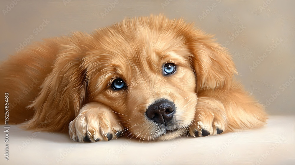 Enigmatic gaze of a gentle golden retriever with captivating blue eyes Enigmatic gaze of a gentle golden retriever with captivating blue eyes