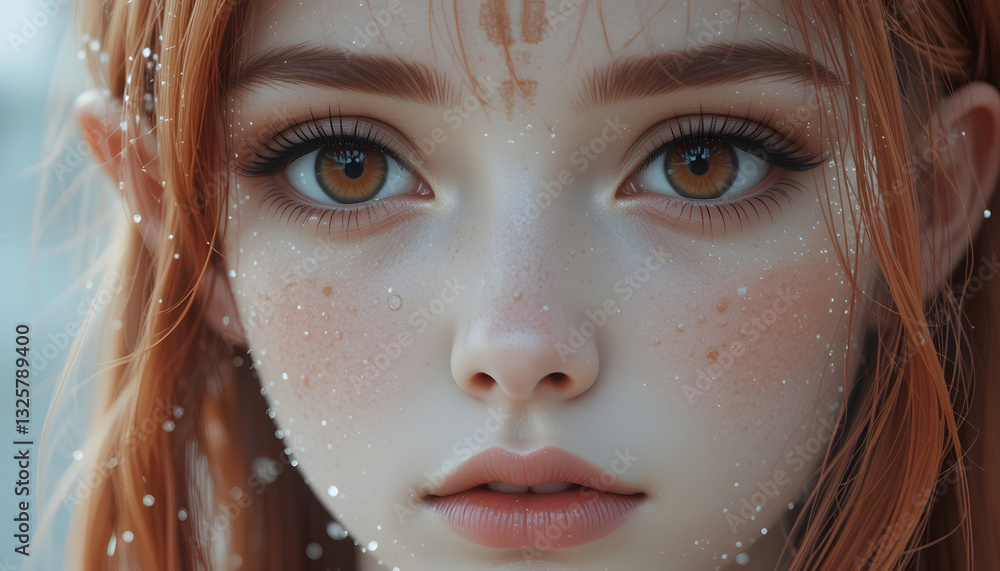 custom made wallpaper toronto digitala close up fictional beautiful girl with red hair and earnest eyes generative ai