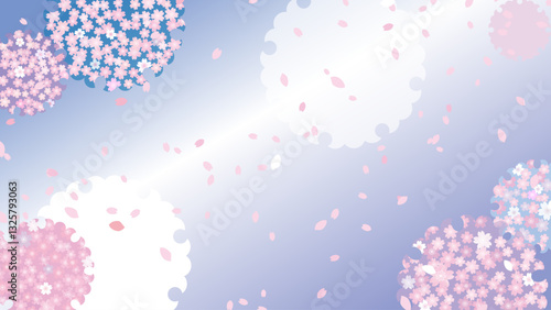 雪輪と桜吹雪