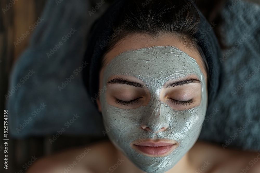 Relaxing Spa Treatment Woman Face Mask Beauty Care Gray Clay Skin Calm Salon Facial Serene Therapy Relaxing Spa Treatment Woman Face Mask Beauty Care Gray Clay Skin Calm Salon Facial Serene Therapy