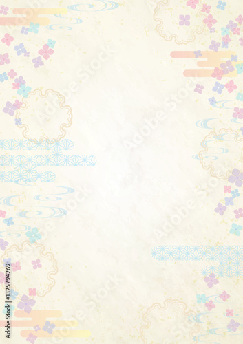 Japanese style background with hydrangea