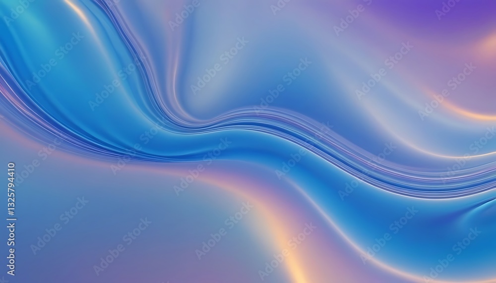 Fototapeta premium Abstract fluid 3d renders holographic iridescent neon curved waves in motion on a dark background. Gradient design element for banners. Modern colorful flow poster.flowing, glowing, liquid, purple,126