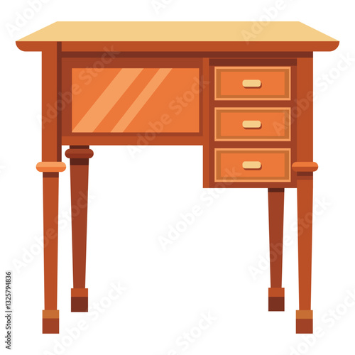 Classic Wooden Teacher Desk Isolated on White