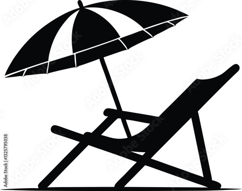 summer vacation beach chair and umbrella vector