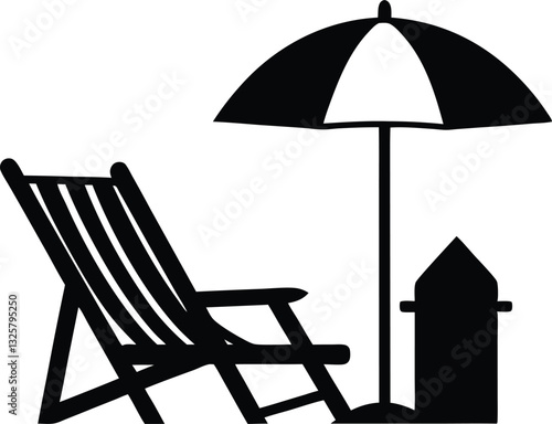 summer vacation beach chair and umbrella vector