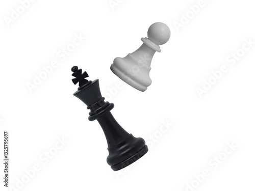 white pawn and fallen black king chess pieces