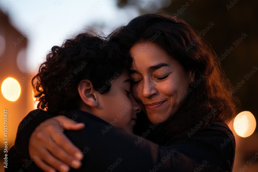 Warm embrace between mother and child, capturing deep love and c Warm embrace between mother and child, capturing deep love and c