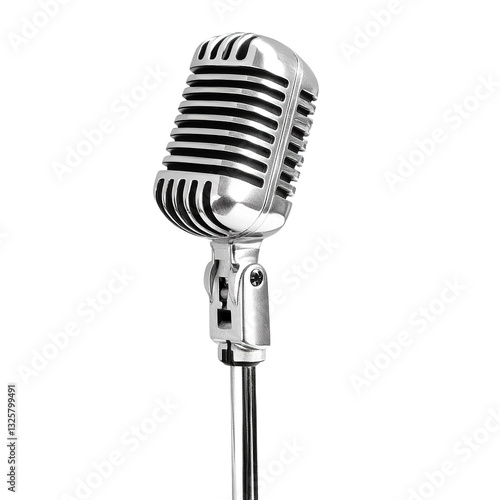 Vintage Silver Microphone on Stand