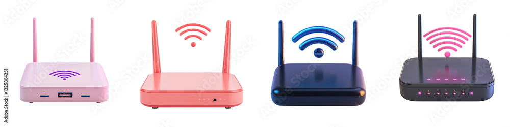 A collection of various wireless routers and internet connection devices each showcasing the modern communication technology and connectivity options for homes offices and enterprises A collection of various wireless routers and internet connection devices each showcasing the modern communication technology and connectivity options for homes offices and enterprises