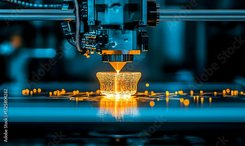 Advanced additive manufacturing process, creating a wireframe object with laser