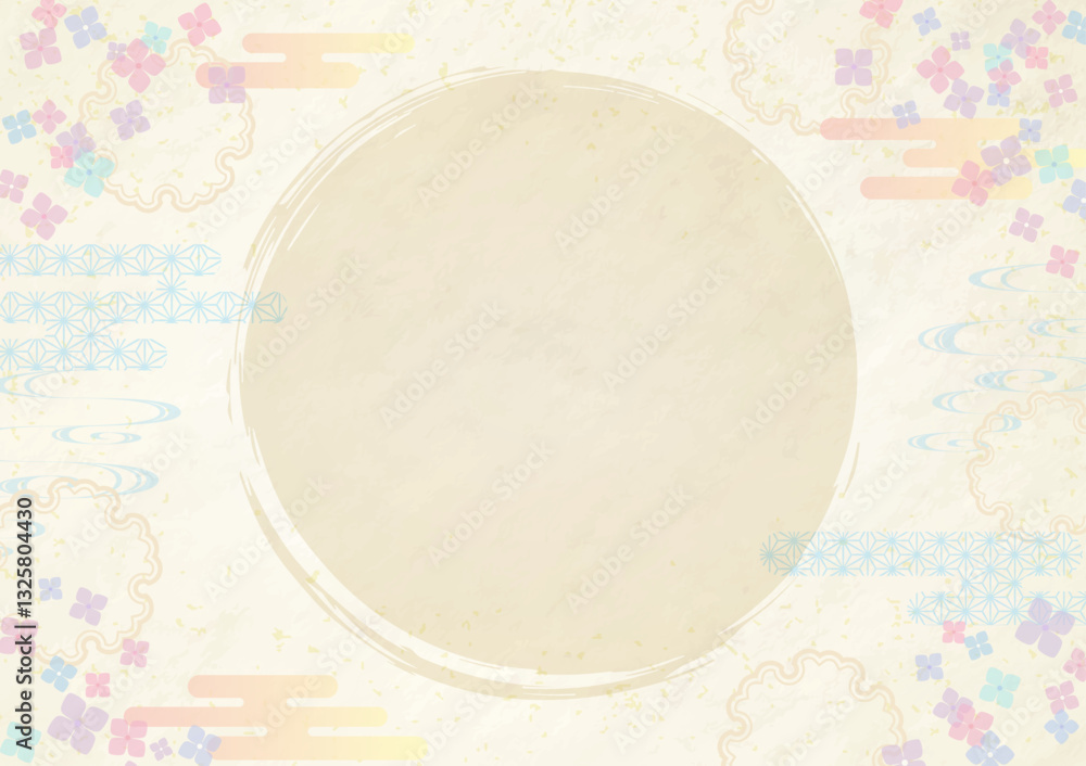 Japanese style background with hydrangea Japanese style background with hydrangea
