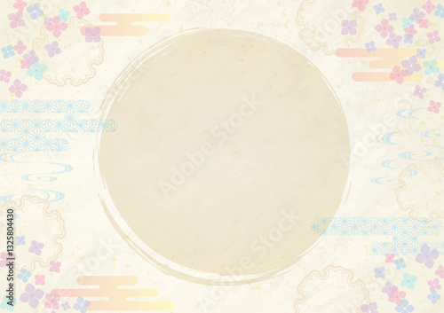Japanese style background with hydrangea
