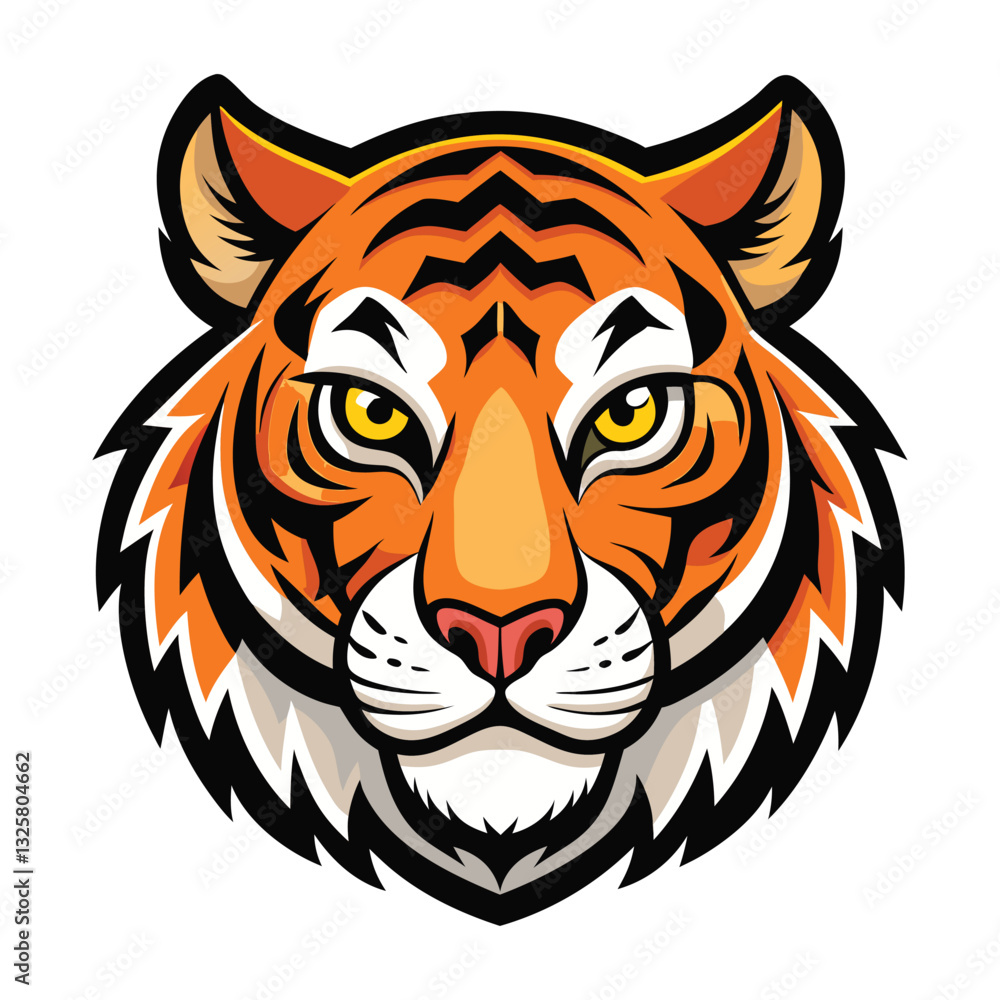 Tiger head vector illustration isolated on a white background, Tiger head vector illustration isolated on a white background,