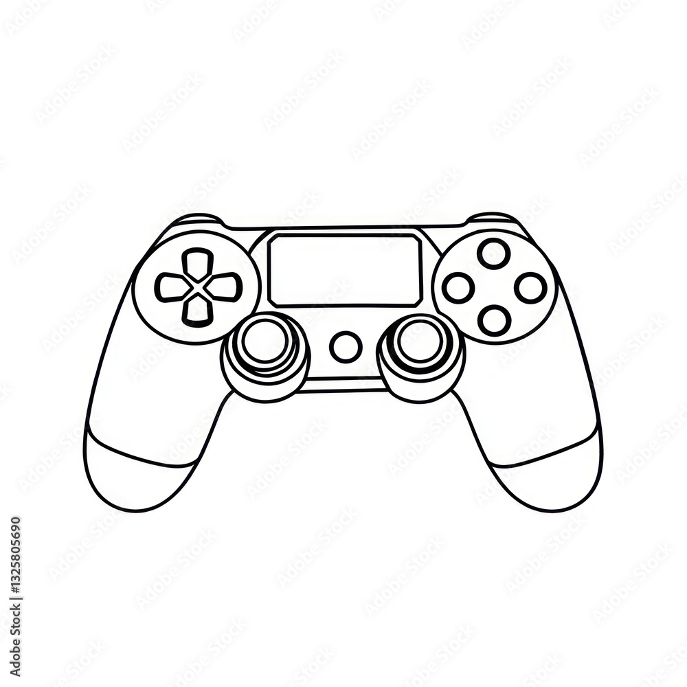 Fototapeta premium Game joystick white line art.