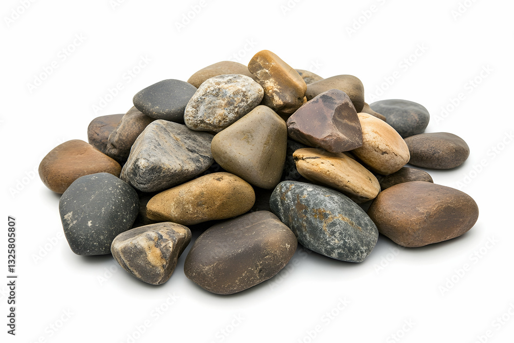 Photograph of a pile or cairn made from smooth rocks on a white background. Photograph of a pile or cairn made from smooth rocks on a white background.