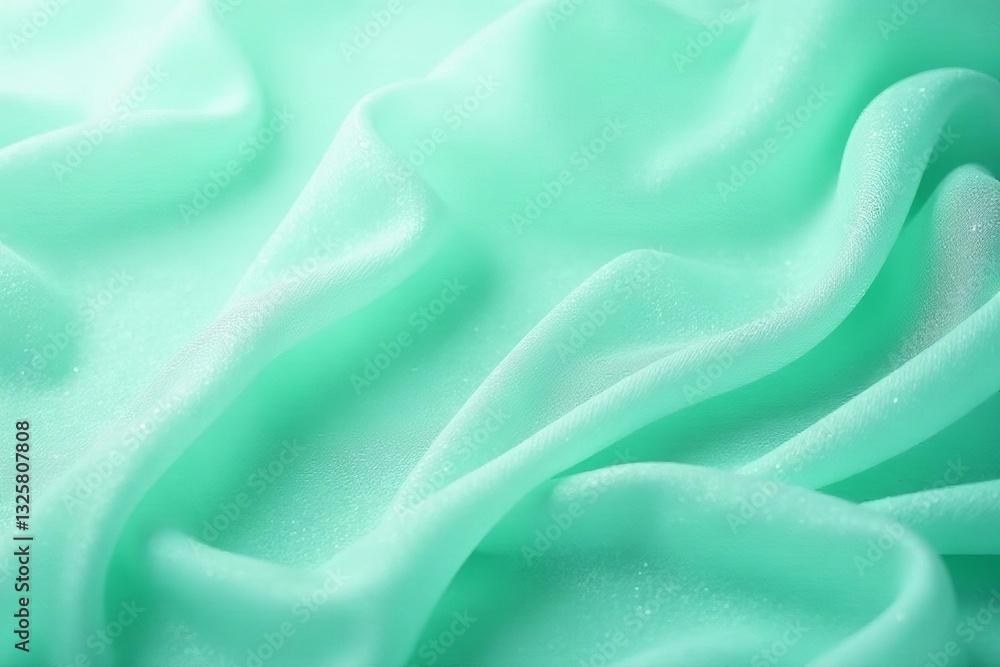Obraz premium Dreamy soft mint green tulle fabric with subtle shimmer, soft, delicate