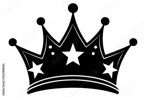 Crown with stars silhouette vector.