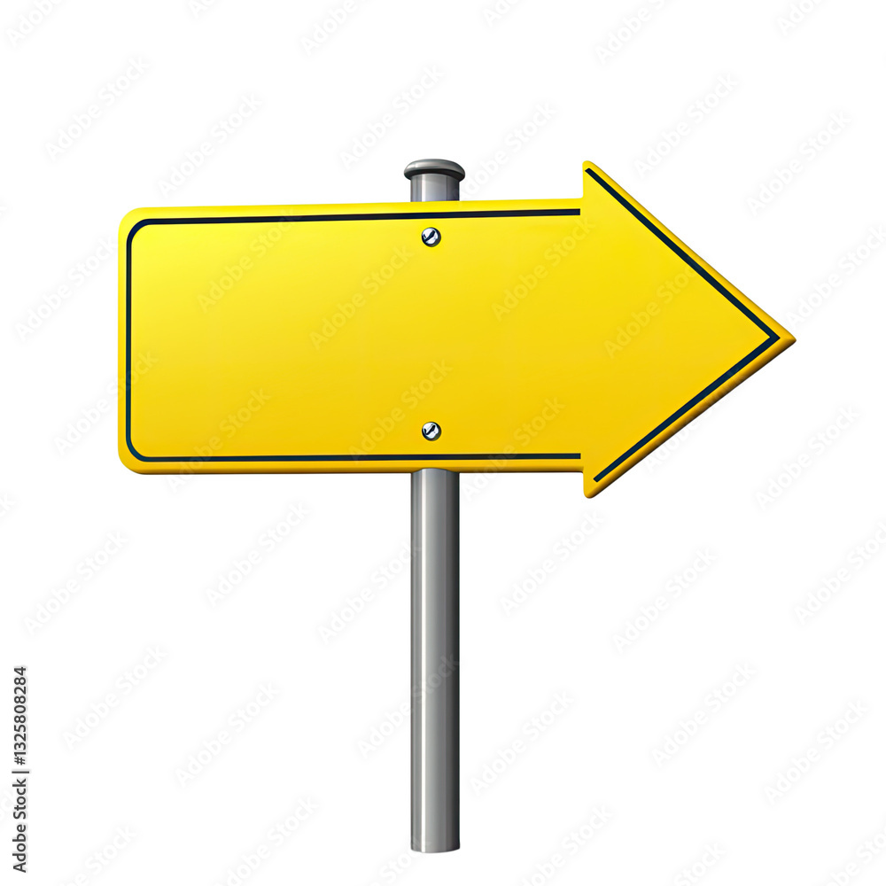 Winding road with a yellow arrow sign, isolated on a white background png Winding road with a yellow arrow sign, isolated on a white background png