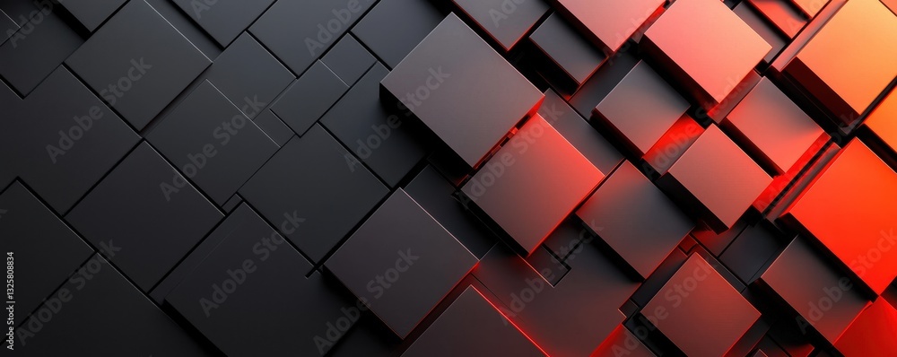A striking abstract design featuring interlocking black and red squares creating a dynamic and modern visual effect. A striking abstract design featuring interlocking black and red squares creating a dynamic and modern visual effect.