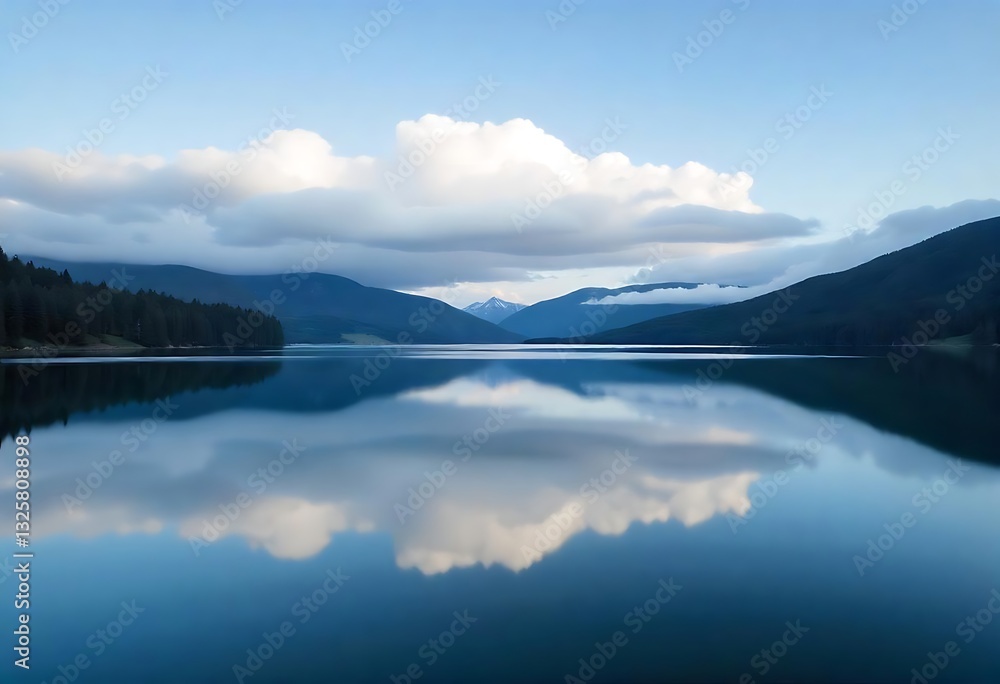 Generative AI Mountain Lake Reflection Serenity: AI-Generated Landscape Artwork Generative AI Mountain Lake Reflection Serenity: AI-Generated Landscape Artwork