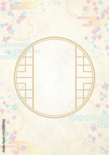 Japanese style background with hydrangea